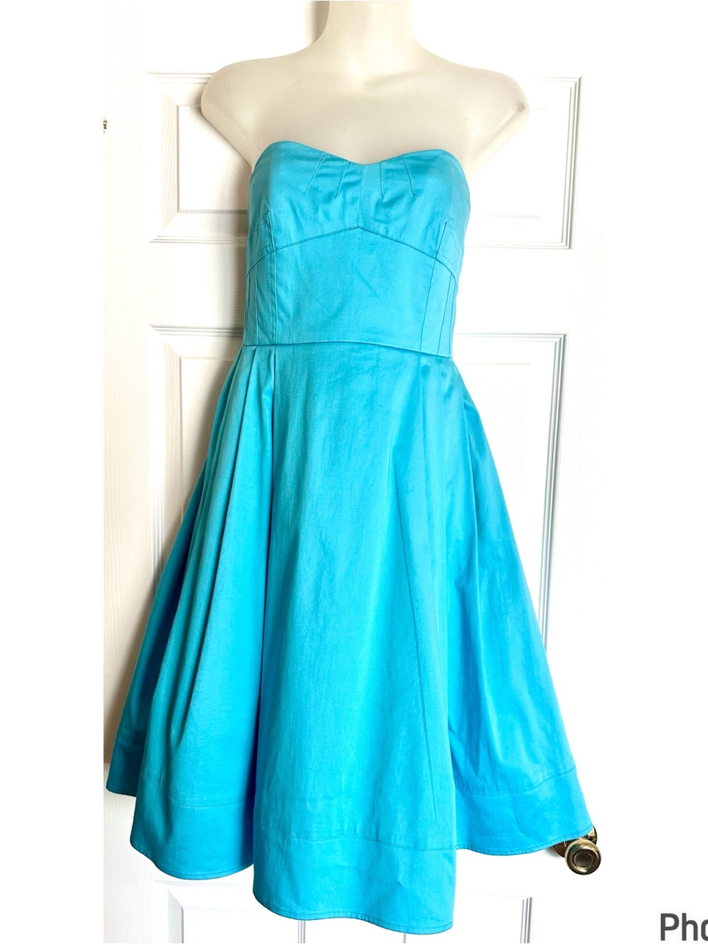 Calvin Klein Strapless Turquoise Fit & Flare Dress